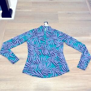 NWT Tommy Bahama Womens XS 1/4 Zip Pullover Top Floral Long Sleeve
